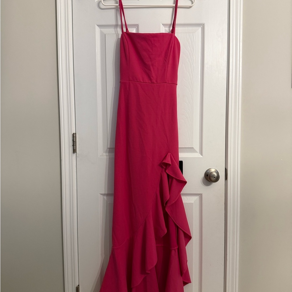 NWT Iveta Fuchsia Cutout Ruffled Sleeveless Midi Dress (Broken Zipper)